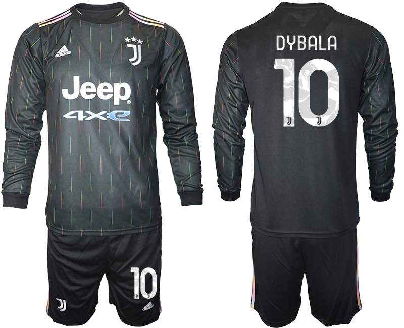 Men 2021-2022 Club Juventus away black Long Sleeve #10 Soccer Jerseys